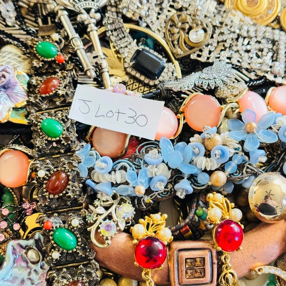 VTG Now Rhinestone Colorful Junk Costume Jewelry Lot Craft Arts As Is 4.5lbs